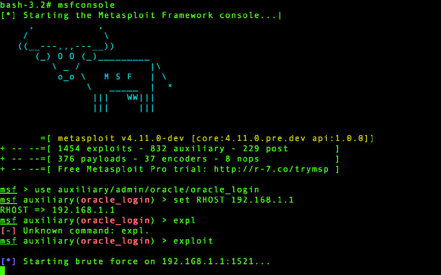 Mac下Metasploit渗透Oracle环境的搭建