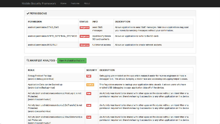 自动化移动安全渗透测试框架：Mobile Security Framework