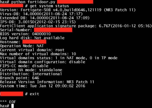FortiGate OS(飞塔系统) 4.0-5.0.7 SSH 后门