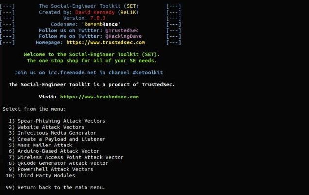 社会工程学工具集 SET 7.0.3