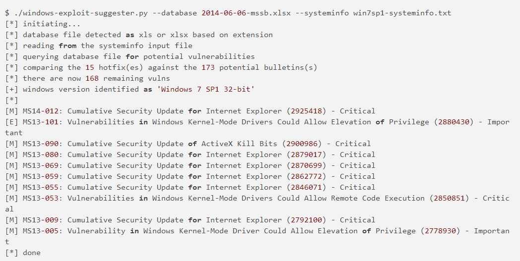 Windows-Exploit-Suggester（Windows下提权辅助工具）