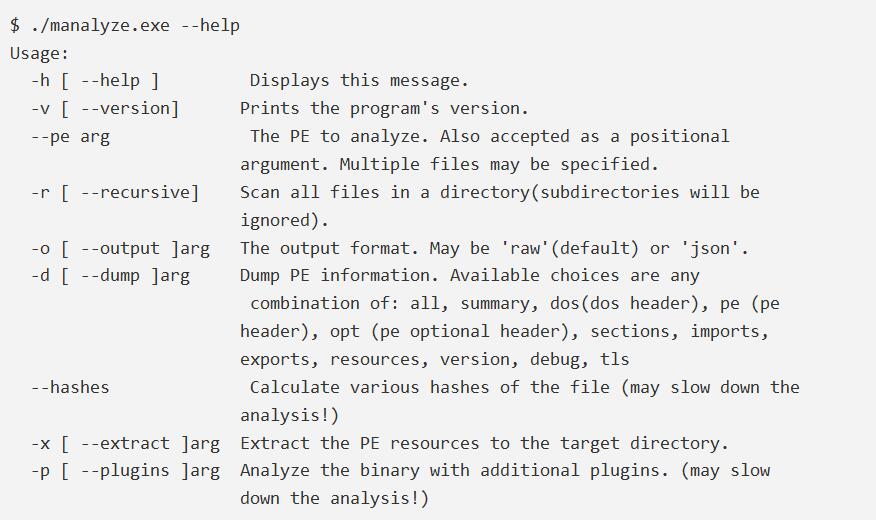Manalyze：PE文件的静态分析工具