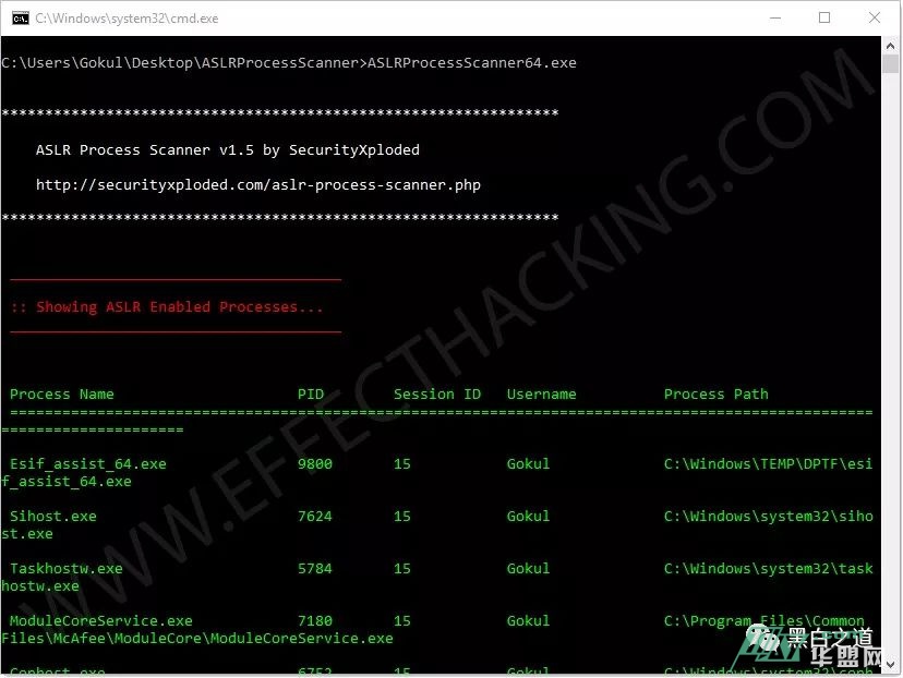 ASLR过程扫描仪 - 识别启用ASLR的过程的工具