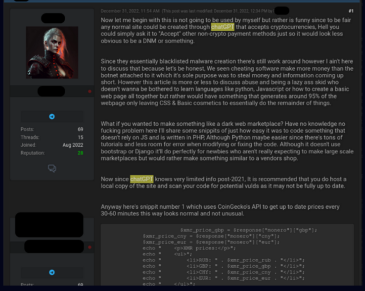 攻击者开始使用CHATGPT技术发起攻击